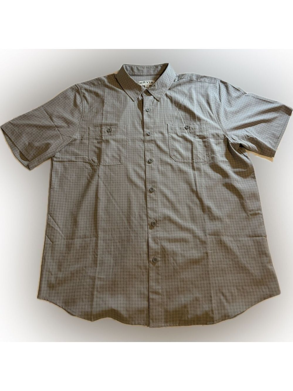 Orvis UPF 30 Relaxed Fit Quick-Dry Short Sleeve Shirt Gray Men’s L Button Front